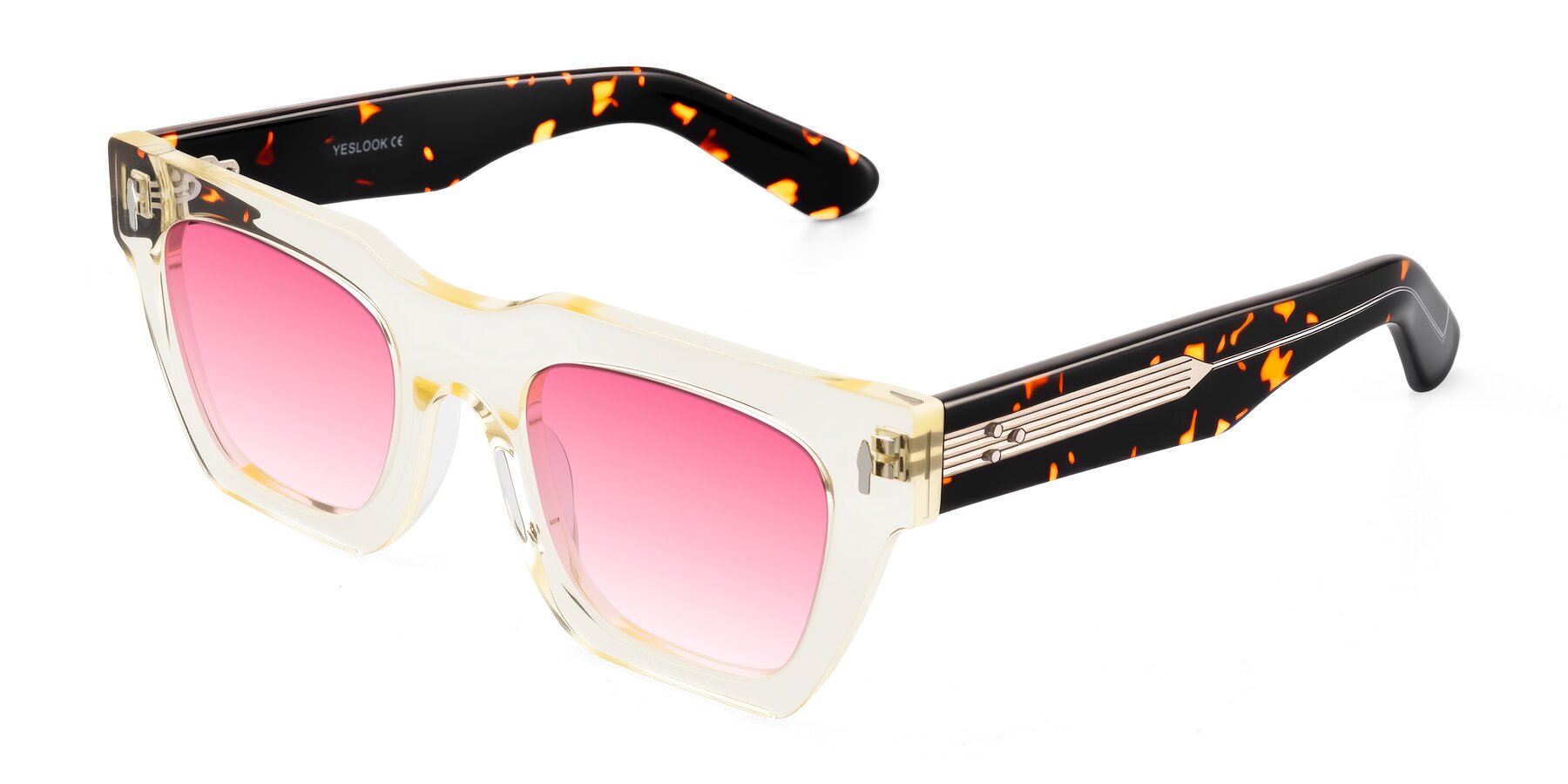 Angle of Padulla in Light Yellow/Tortoise with Pink Gradient Lenses