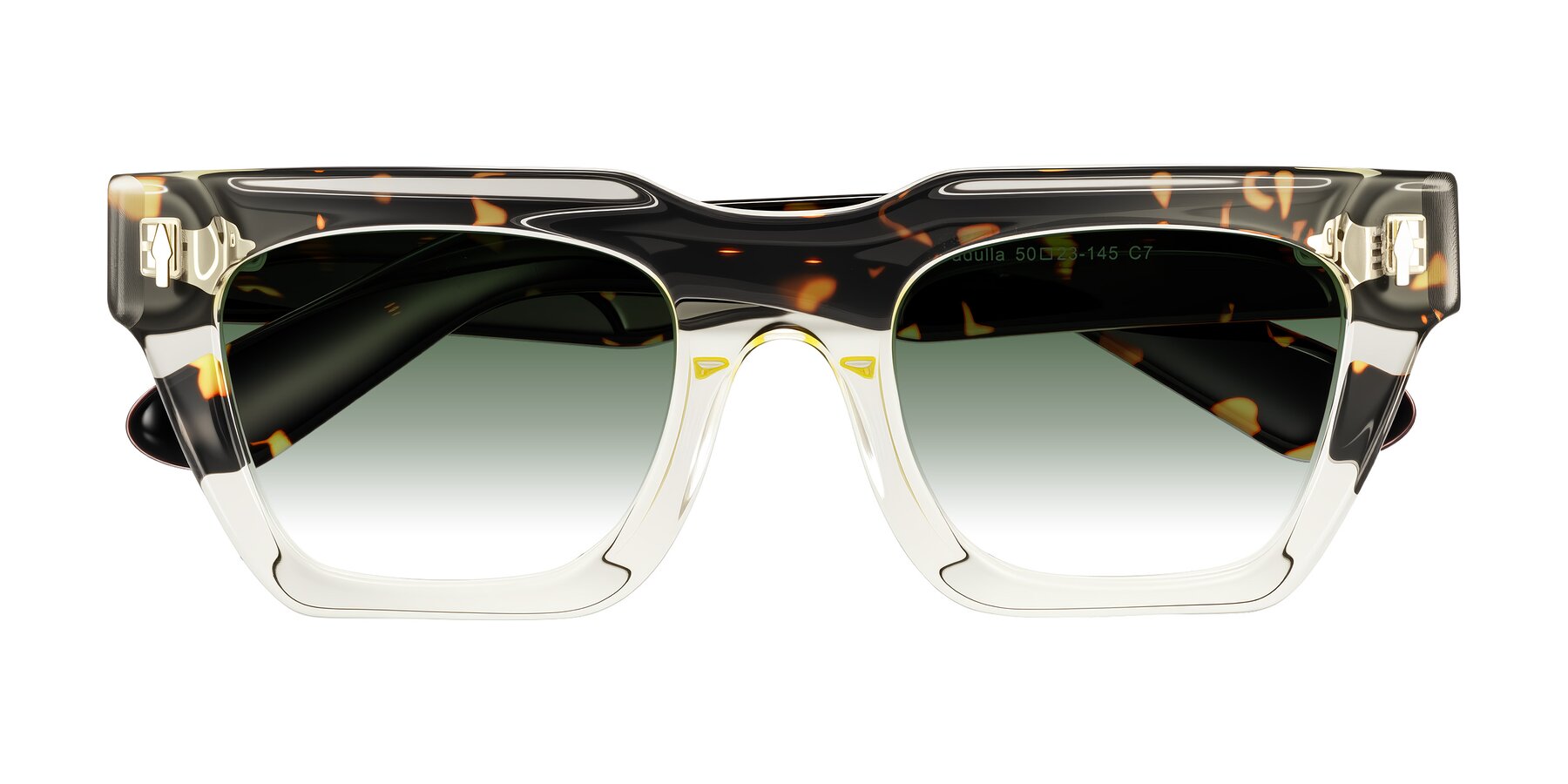 Folded Front of Padulla in Light Yellow/Tortoise with Green Gradient Lenses