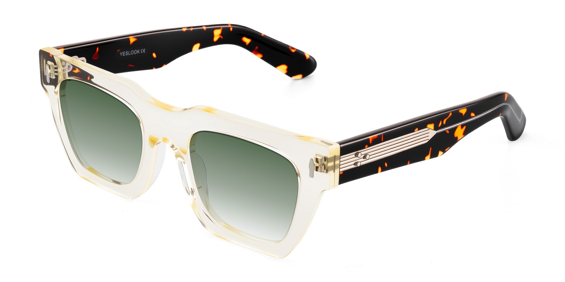 Angle of Padulla in Light Yellow/Tortoise with Green Gradient Lenses