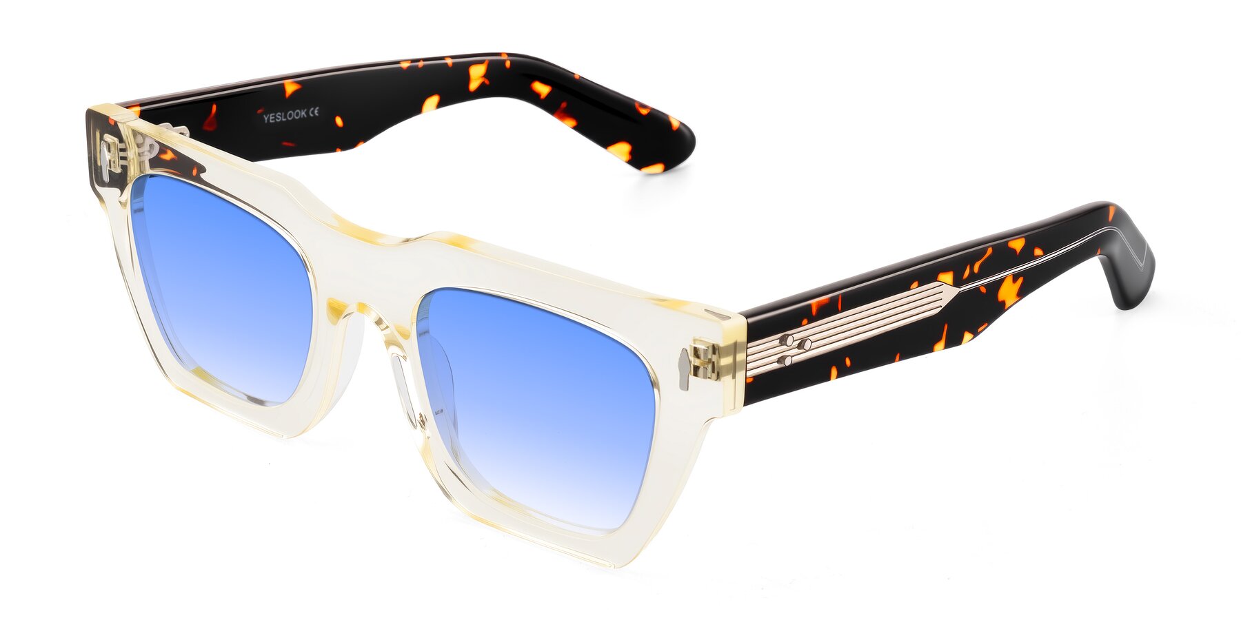 Angle of Padulla in Light Yellow/Tortoise with Blue Gradient Lenses