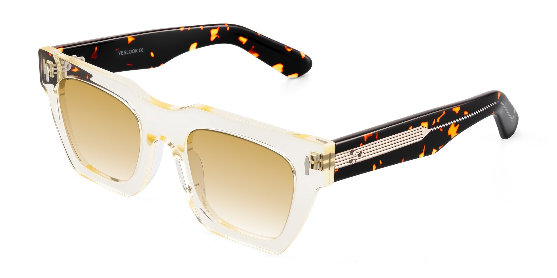 Angle of Padulla in Light Yellow/Tortoise with Champagne Gradient Lenses
