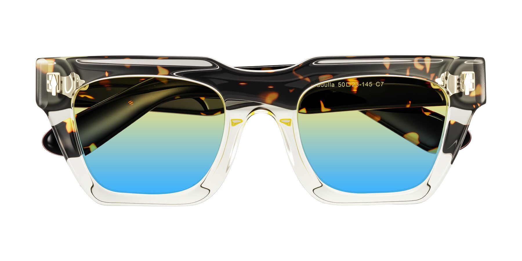 Folded Front of Padulla in Light Yellow/Tortoise with Yellow / Blue Gradient Lenses