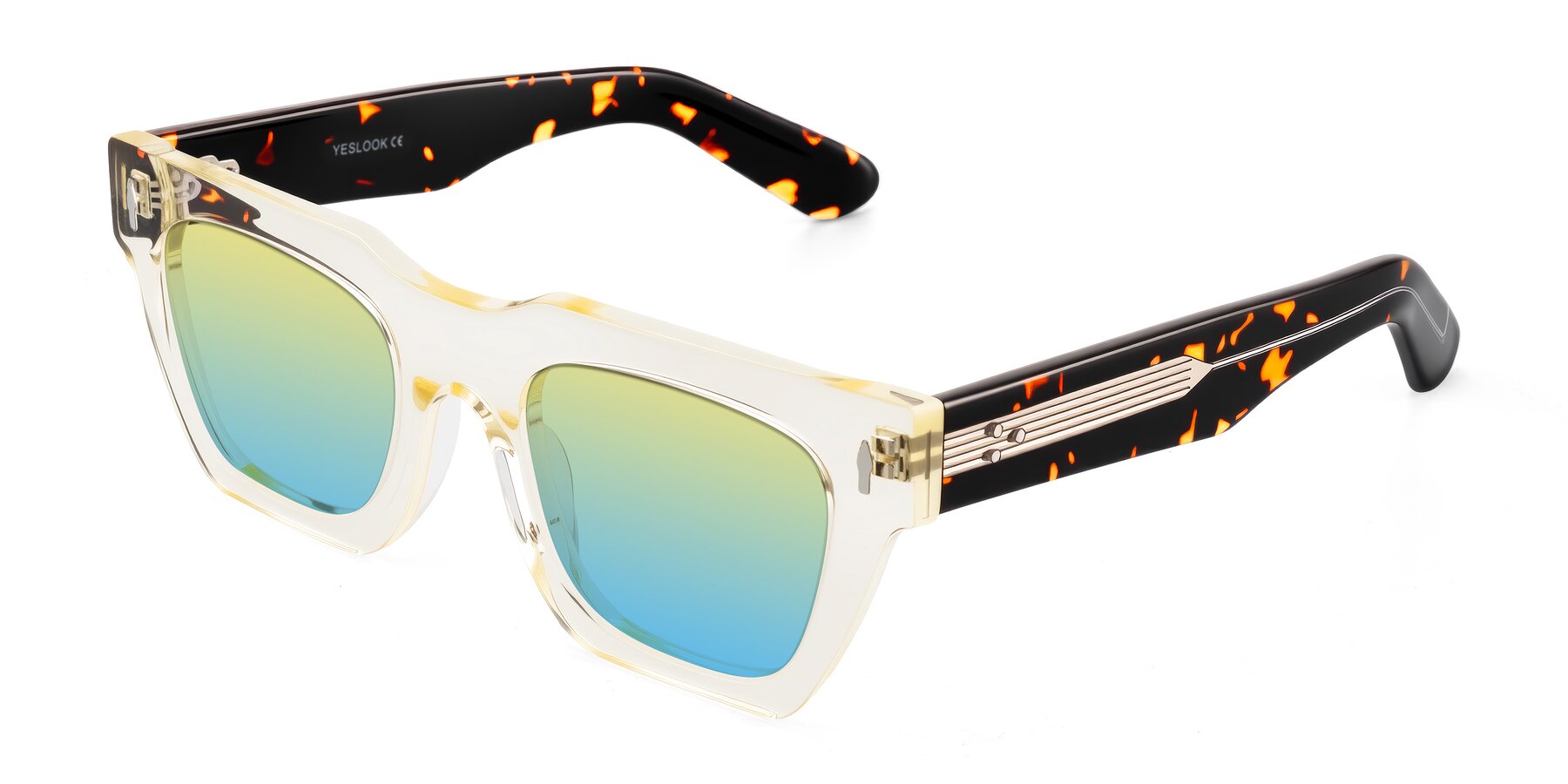 Angle of Padulla in Light Yellow/Tortoise with Yellow / Blue Gradient Lenses