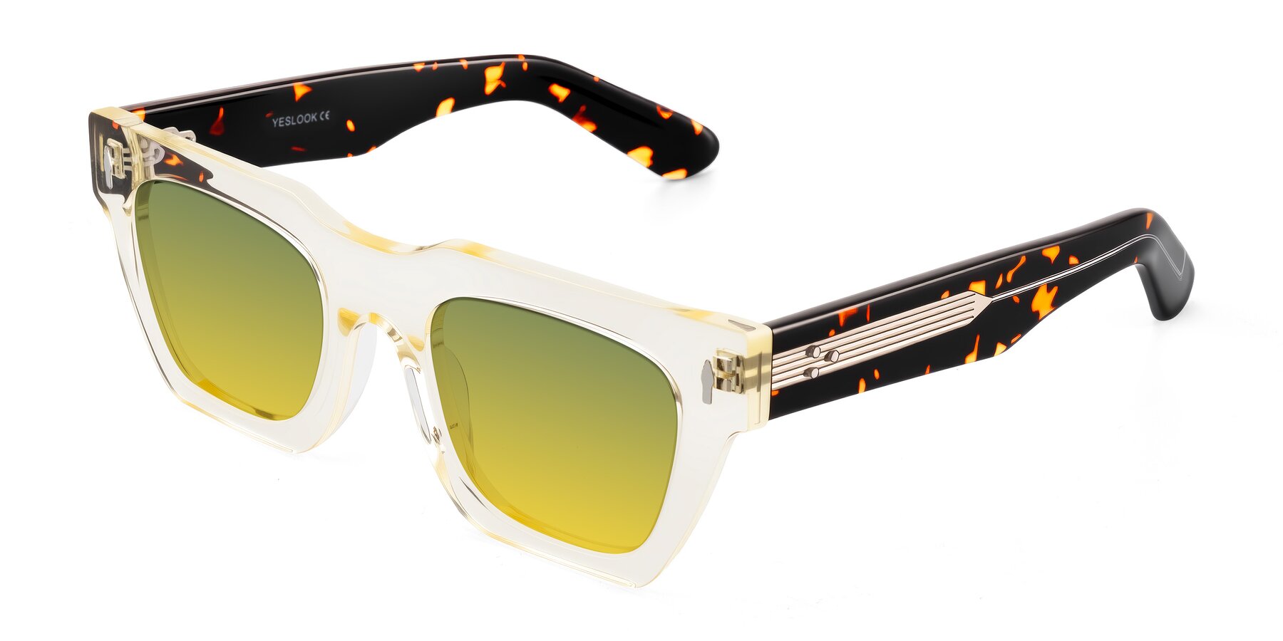Angle of Padulla in Light Yellow/Tortoise with Green / Yellow Gradient Lenses
