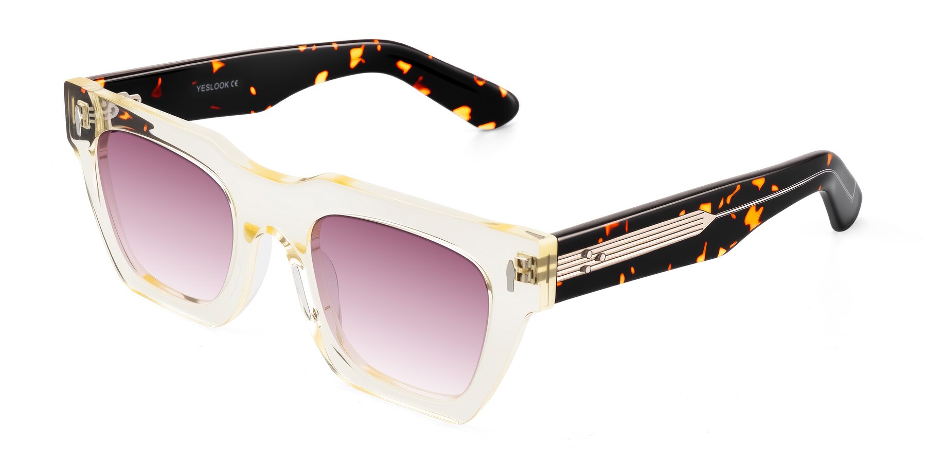 Angle of Padulla in Light Yellow/Tortoise with Wine Gradient Lenses