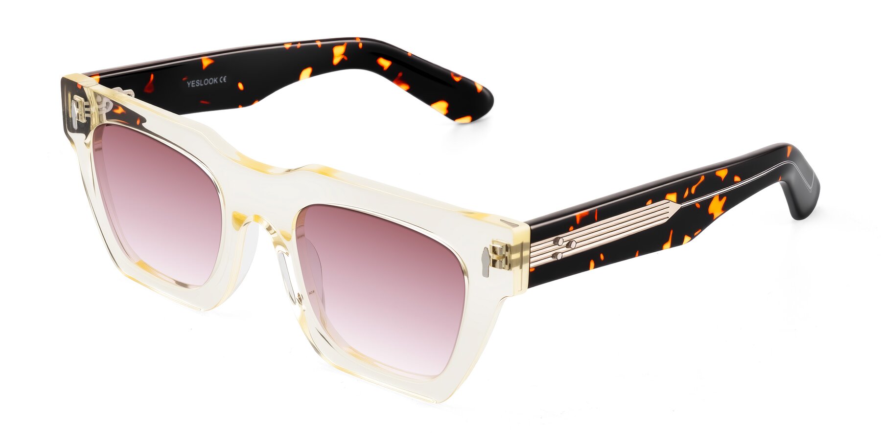 Angle of Padulla in Light Yellow/Tortoise with Garnet Gradient Lenses