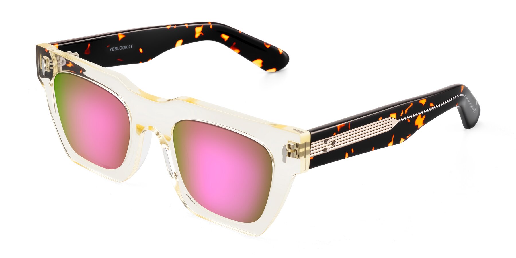 Angle of Padulla in Light Yellow/Tortoise with Pink Mirrored Lenses