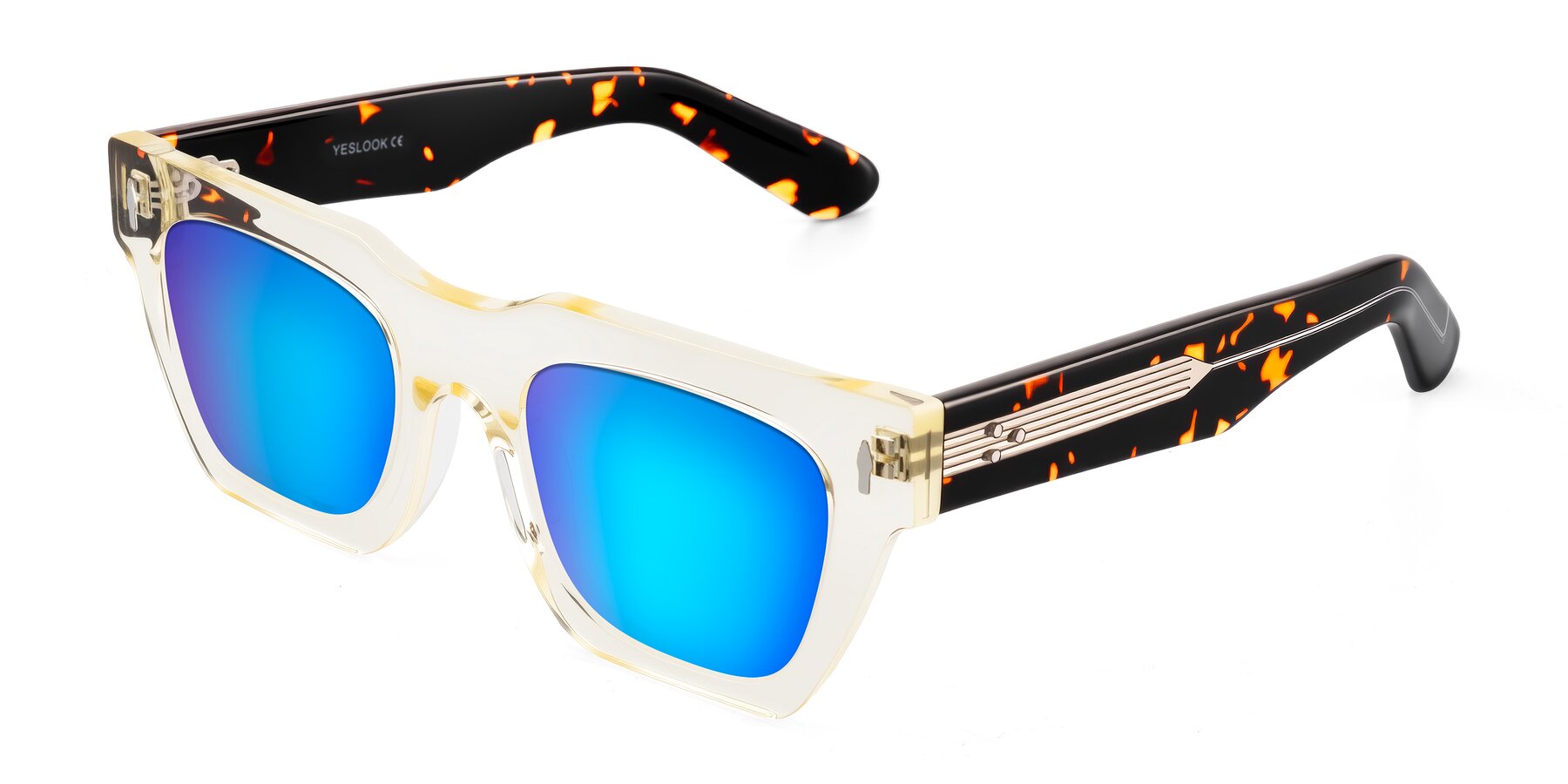 Angle of Padulla in Light Yellow/Tortoise with Blue Mirrored Lenses