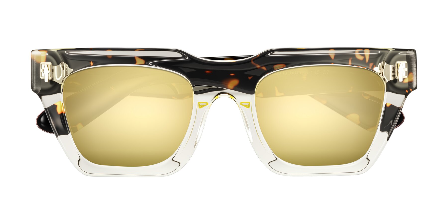 Folded Front of Padulla in Light Yellow/Tortoise with Gold Mirrored Lenses