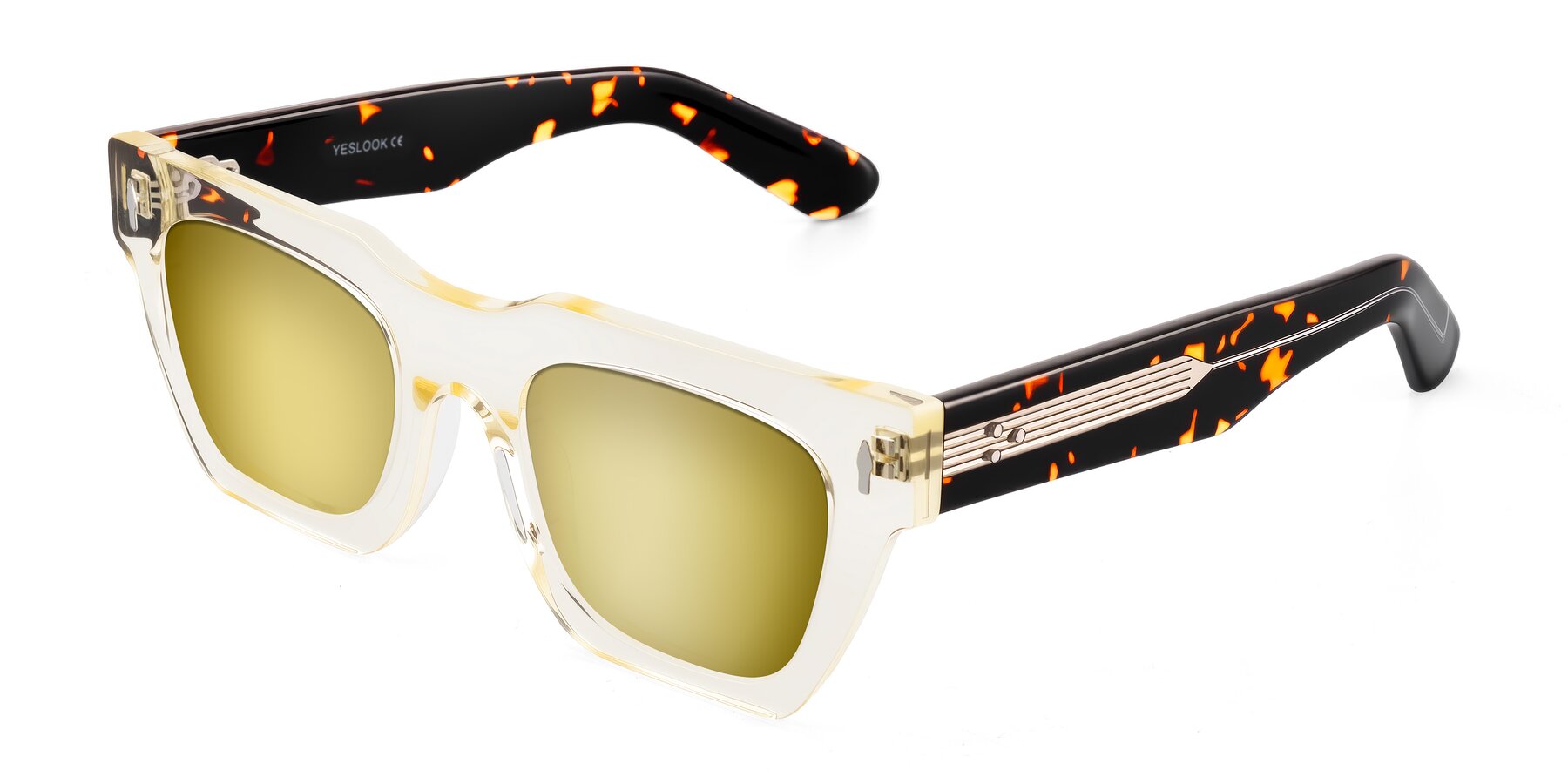 Angle of Padulla in Light Yellow/Tortoise with Gold Mirrored Lenses