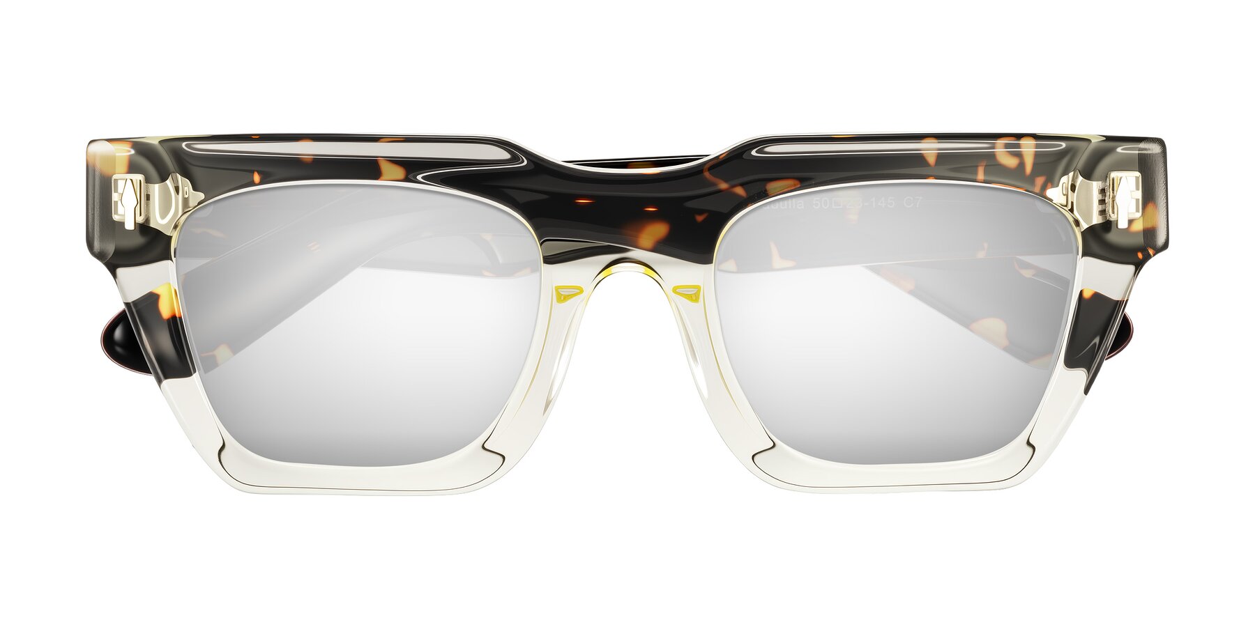 Folded Front of Padulla in Light Yellow/Tortoise with Silver Mirrored Lenses