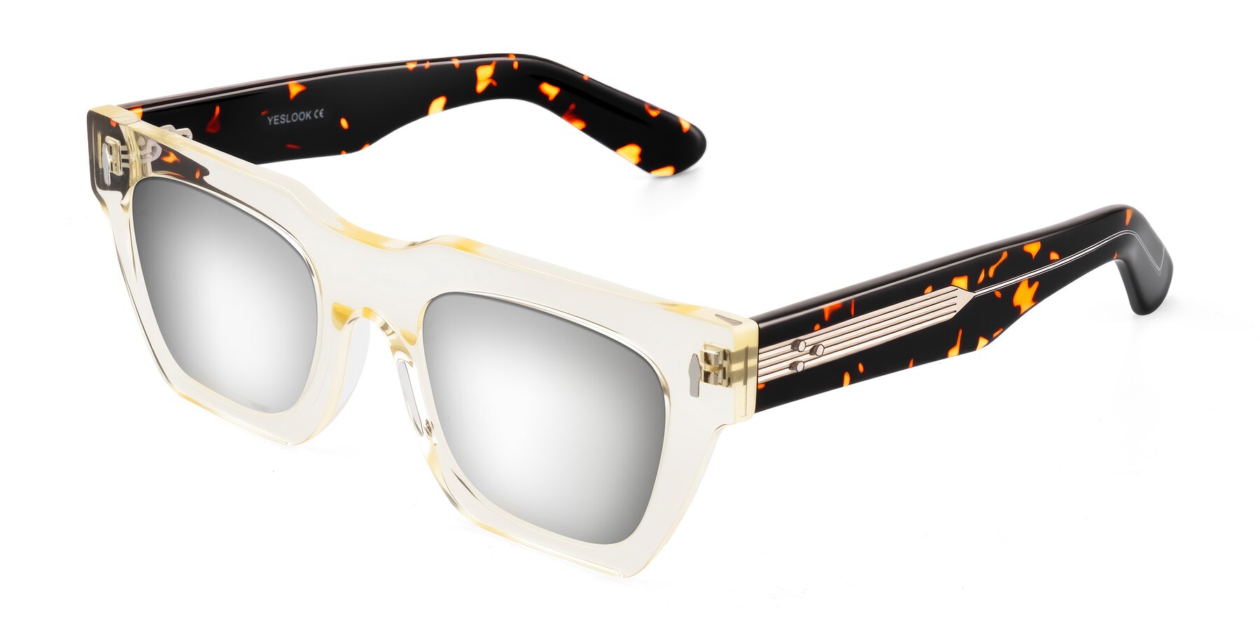 Angle of Padulla in Light Yellow/Tortoise with Silver Mirrored Lenses