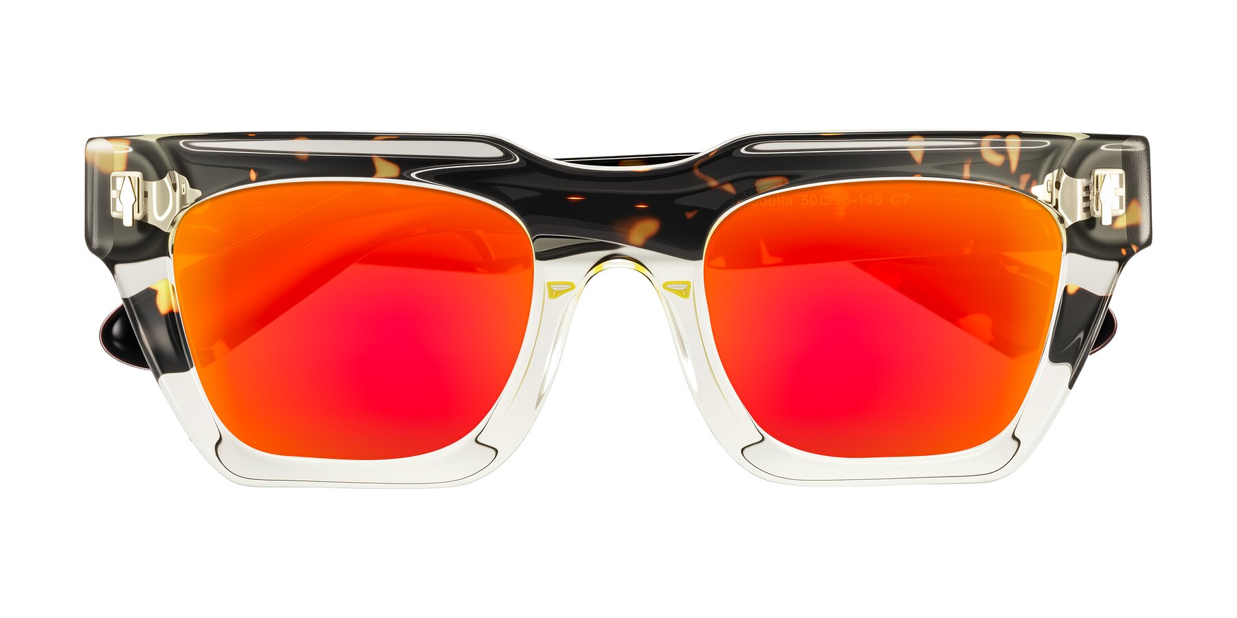 Folded Front of Padulla in Light Yellow/Tortoise with Red Gold Mirrored Lenses