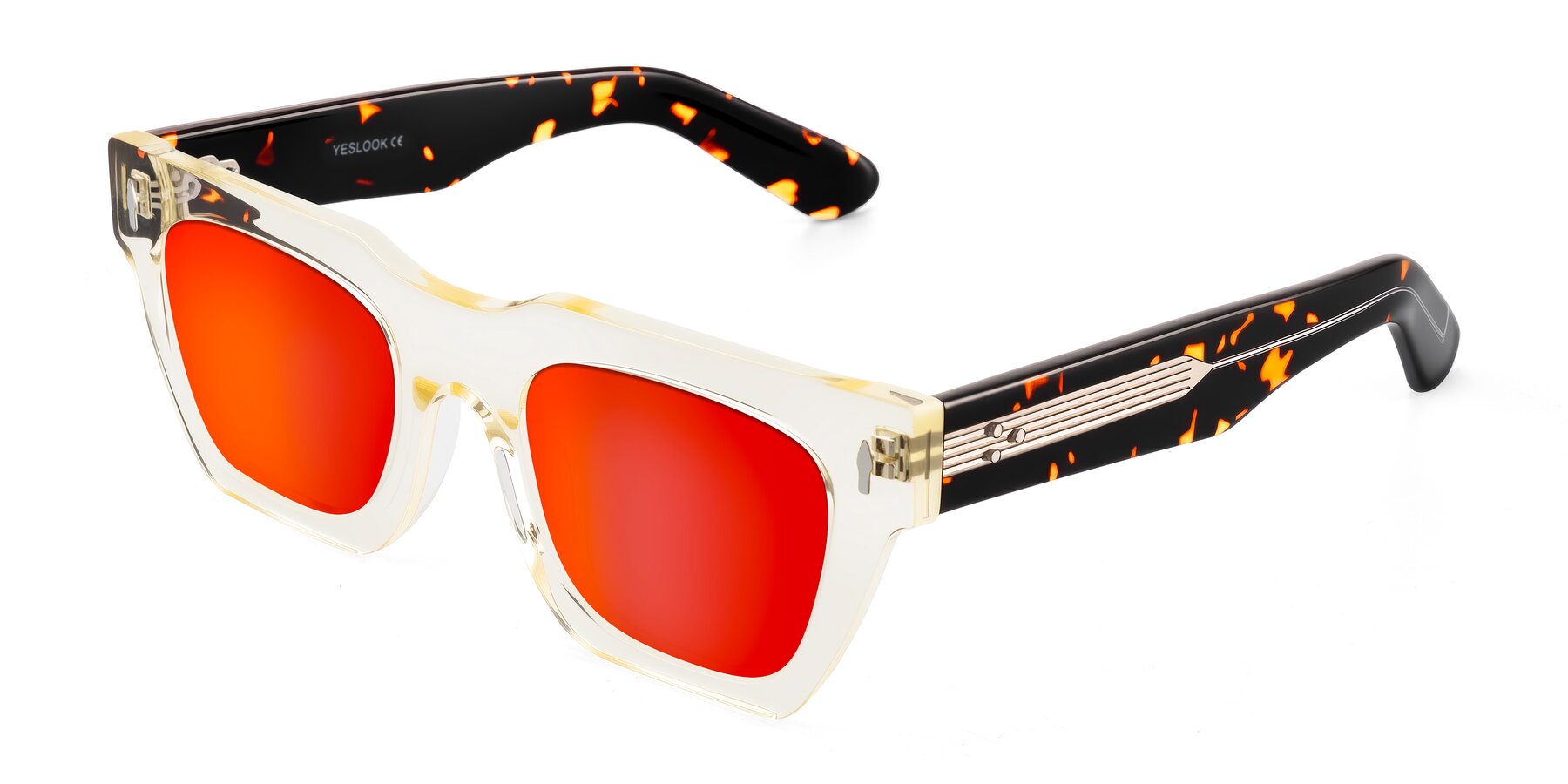 Angle of Padulla in Light Yellow/Tortoise with Red Gold Mirrored Lenses