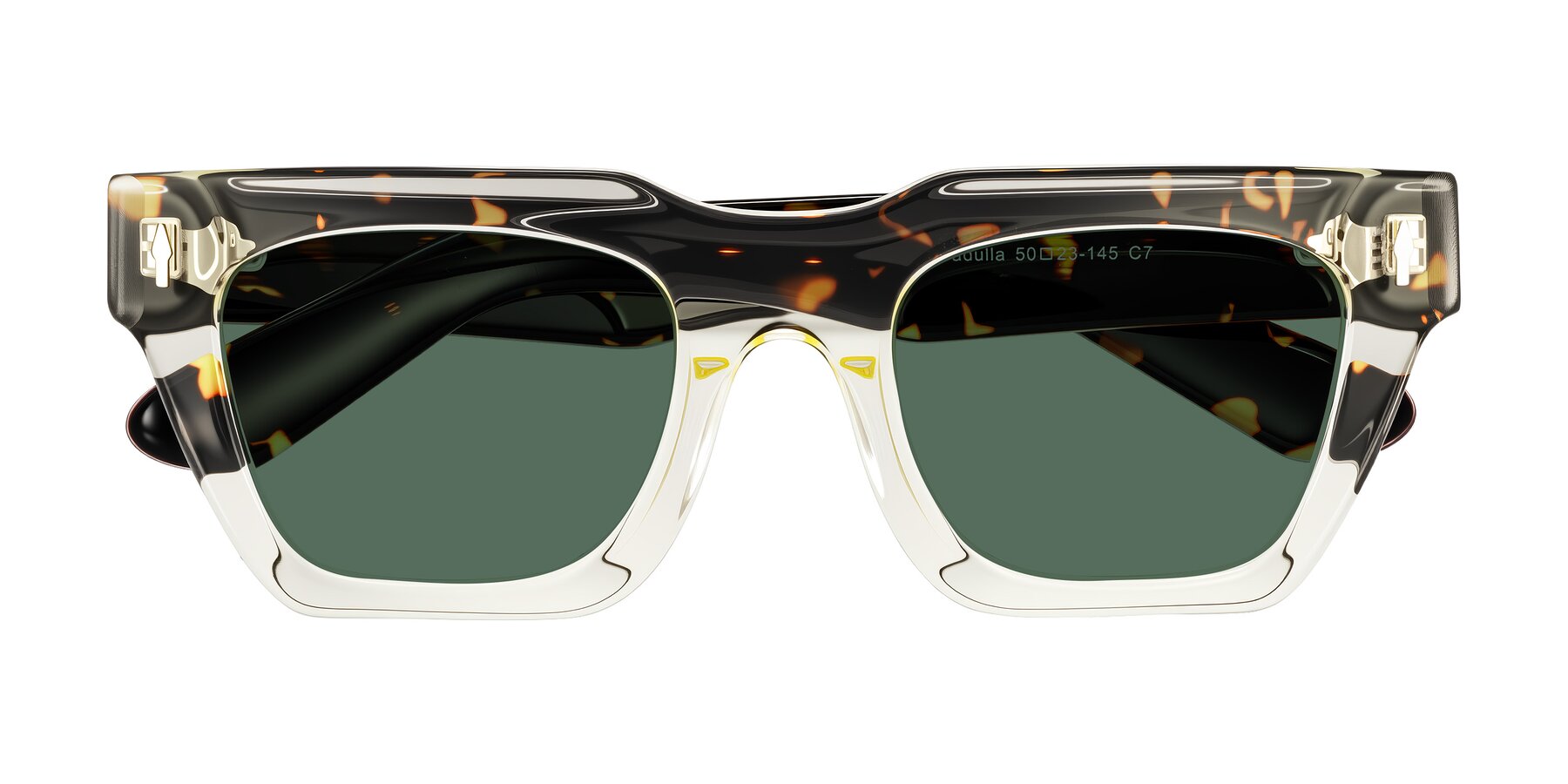 Folded Front of Padulla in Light Yellow/Tortoise with Green Polarized Lenses