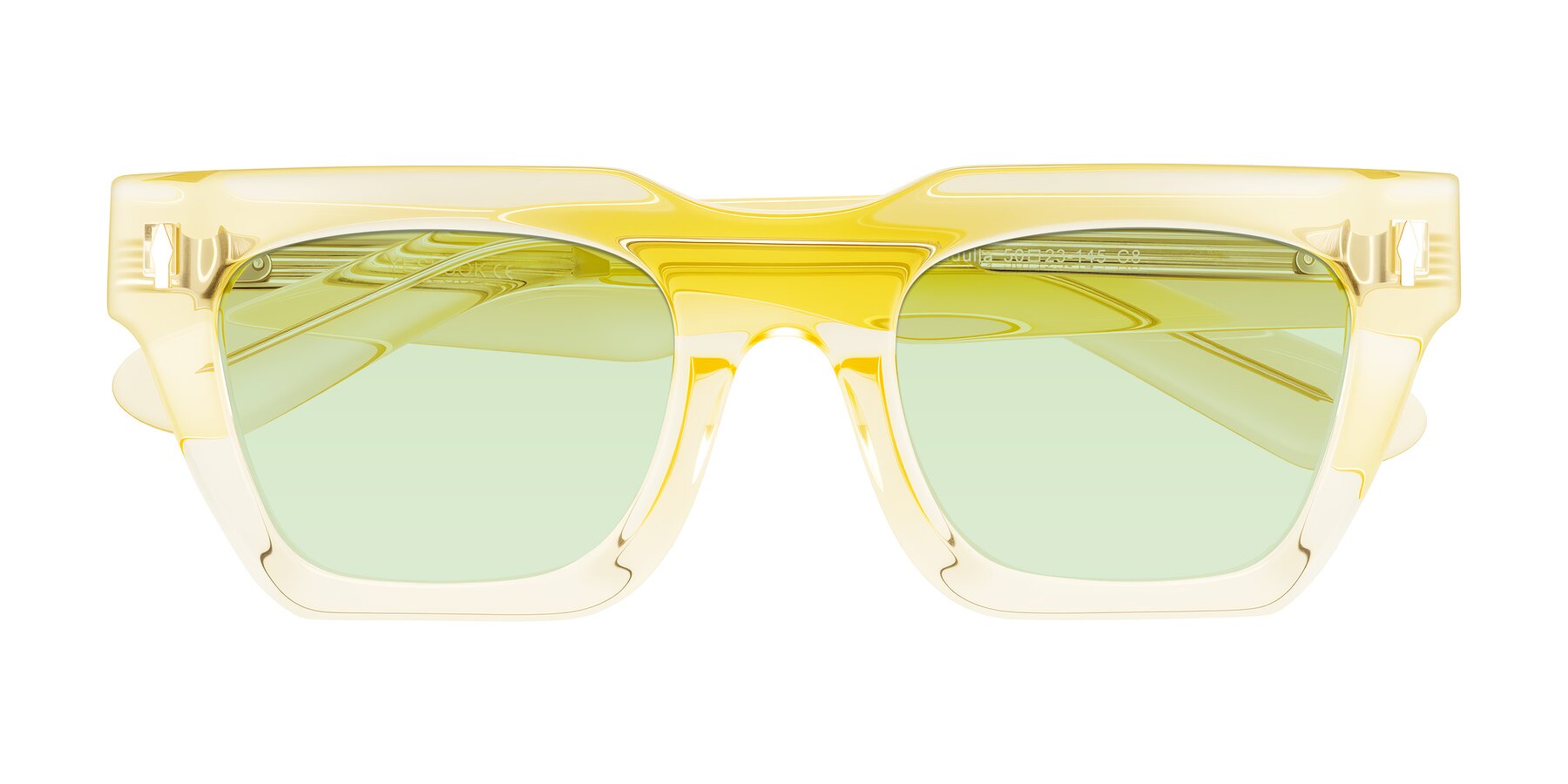 Folded Front of Padulla in Champagne with Light Green Tinted Lenses