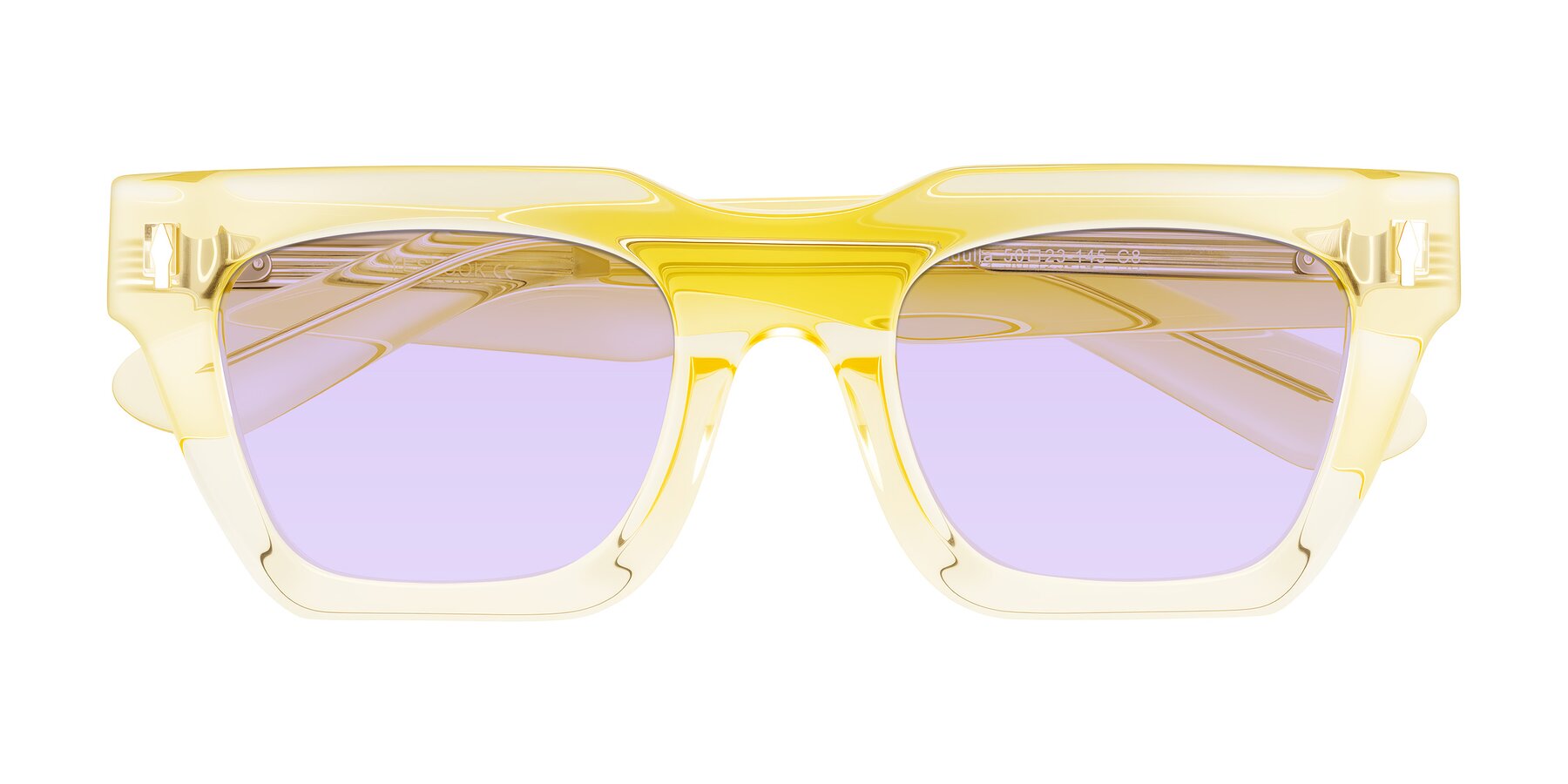 Folded Front of Padulla in Champagne with Light Purple Tinted Lenses