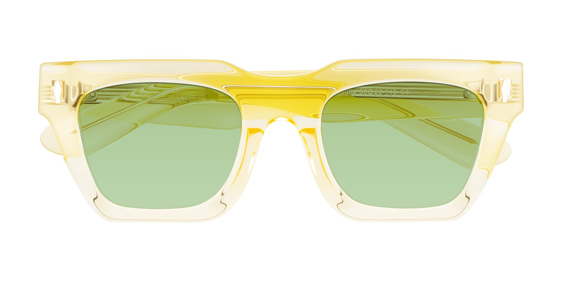 Folded Front of Padulla in Champagne with Medium Green Tinted Lenses