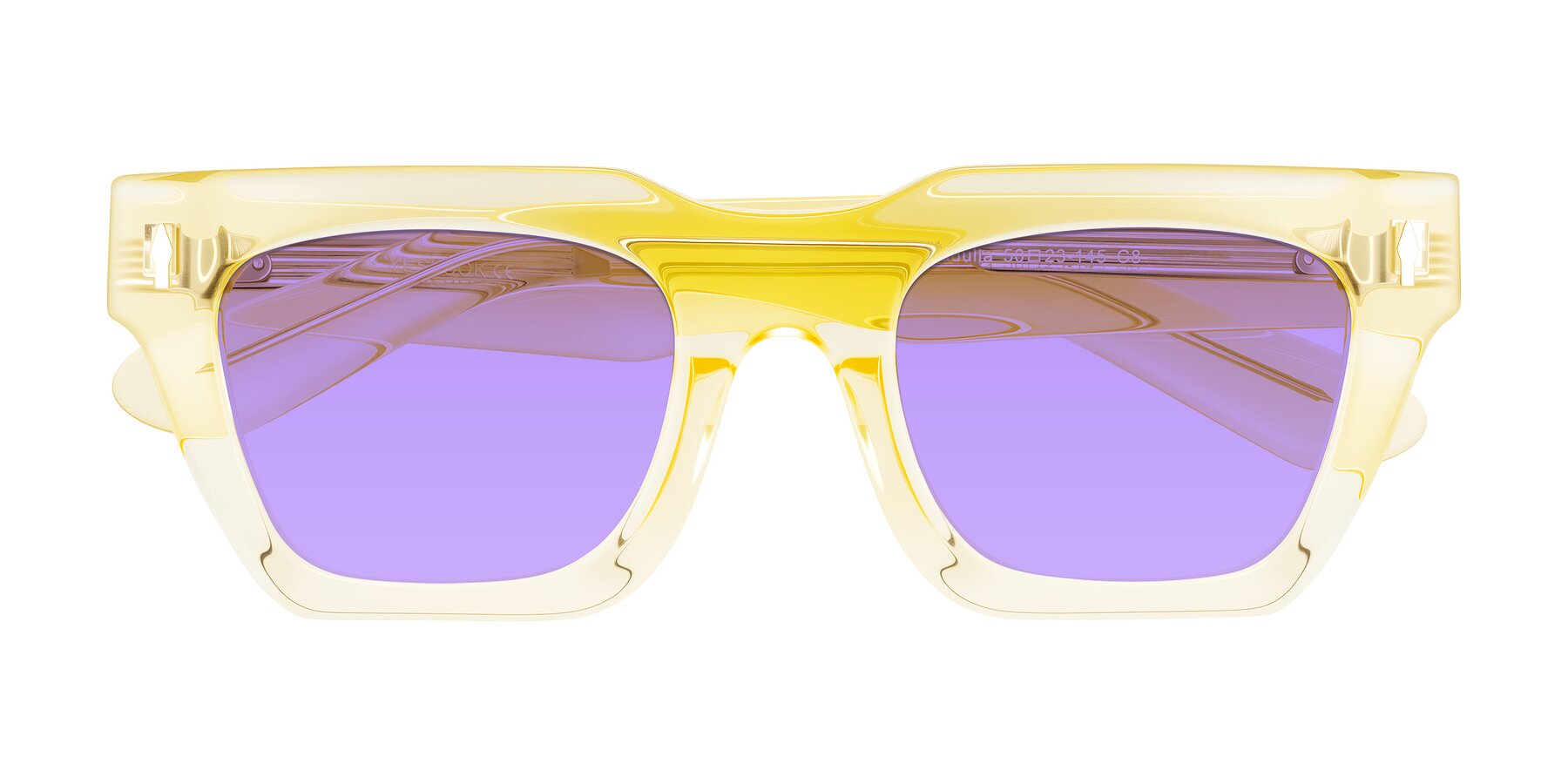 Folded Front of Padulla in Champagne with Medium Purple Tinted Lenses