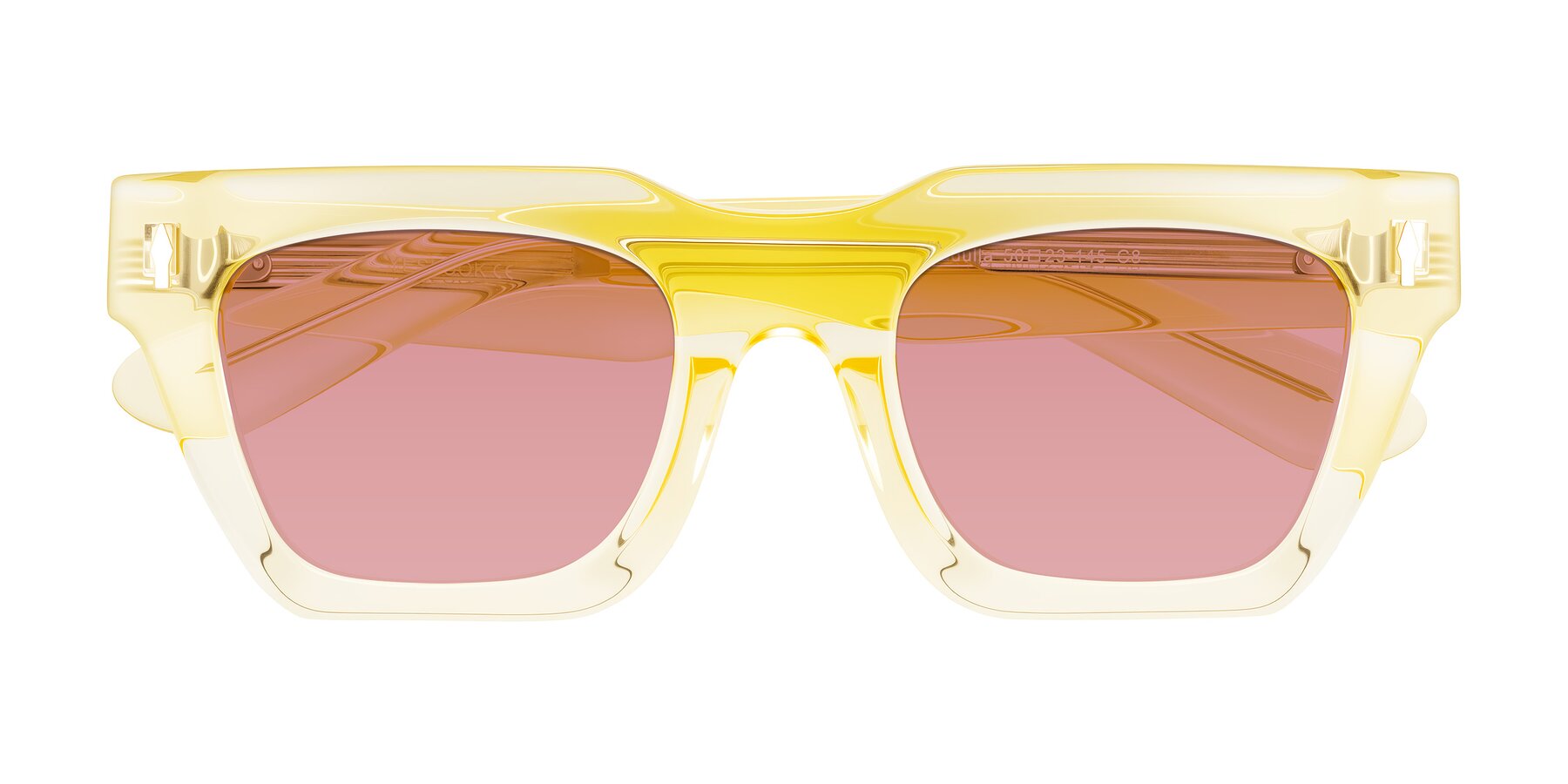 Folded Front of Padulla in Champagne with Medium Garnet Tinted Lenses