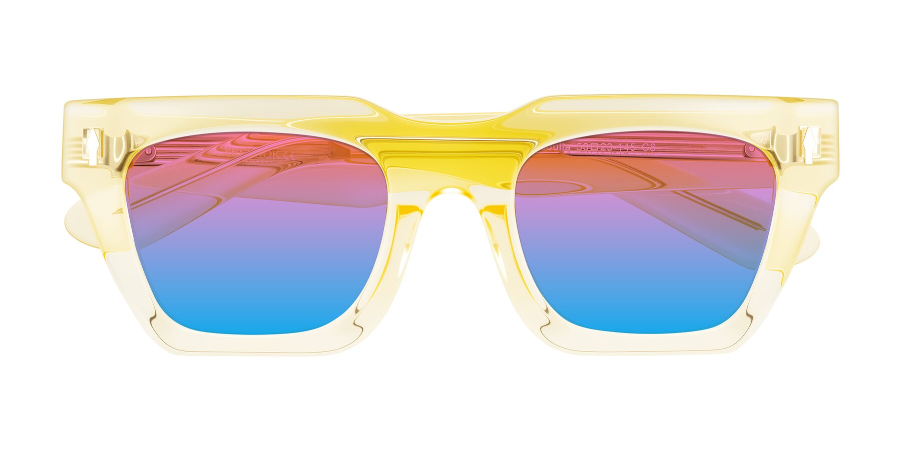 Folded Front of Padulla in Champagne with Pink / Blue Gradient Lenses
