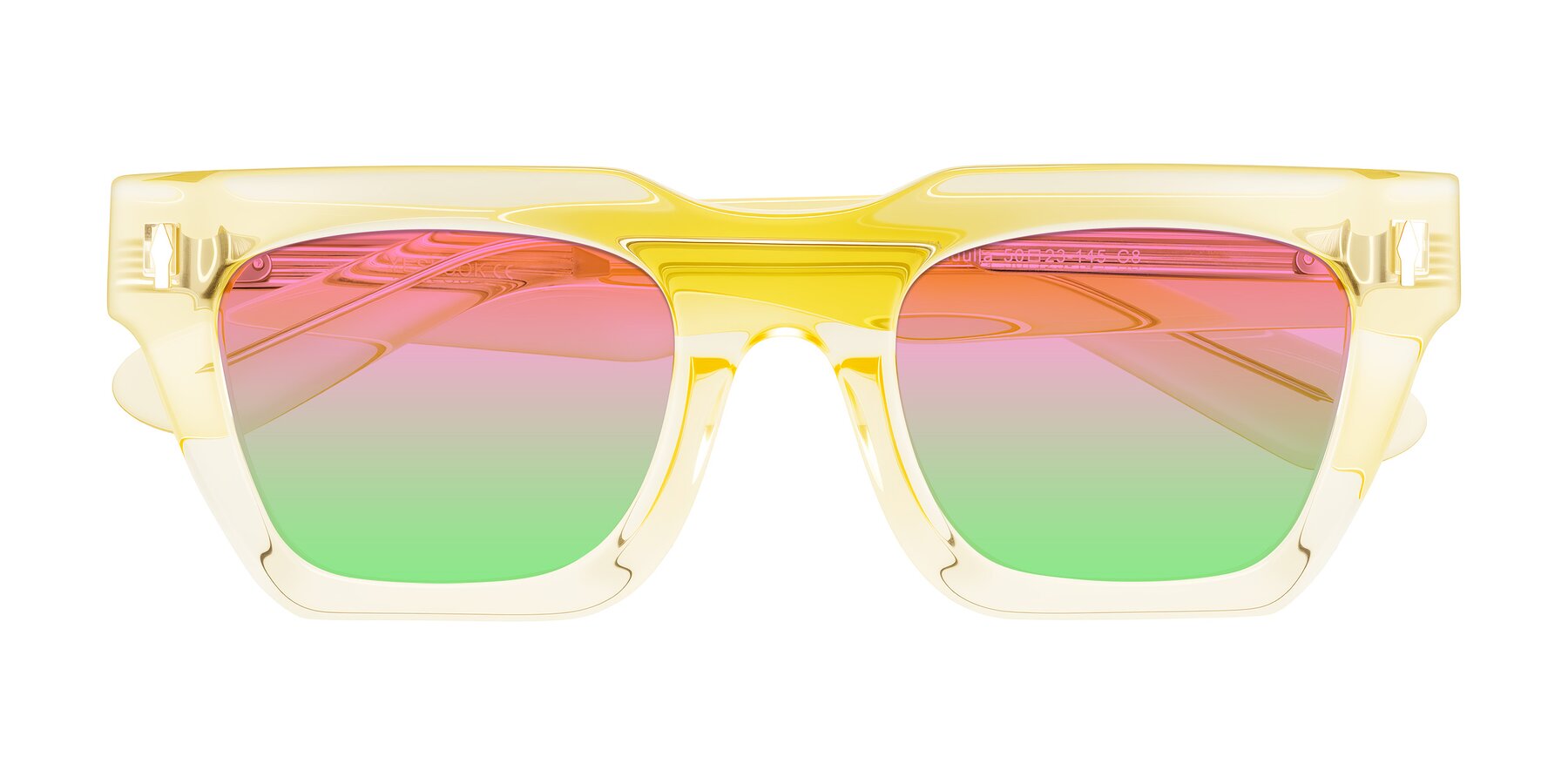 Folded Front of Padulla in Champagne with Pink / Green Gradient Lenses