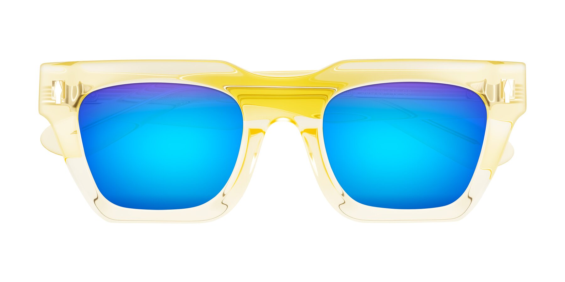 Folded Front of Padulla in Champagne with Blue Mirrored Lenses