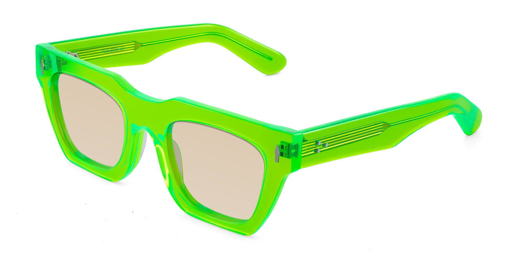 Angle of Padulla in Neon Green with Light Brown Tinted Lenses