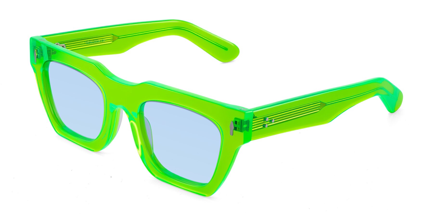 Angle of Padulla in Neon Green with Light Blue Tinted Lenses