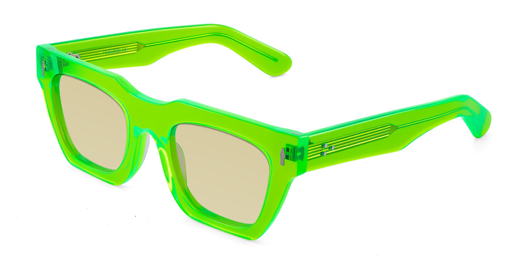 Angle of Padulla in Neon Green with Light Champagne Tinted Lenses