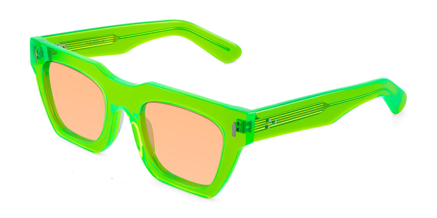 Angle of Padulla in Neon Green with Light Orange Tinted Lenses