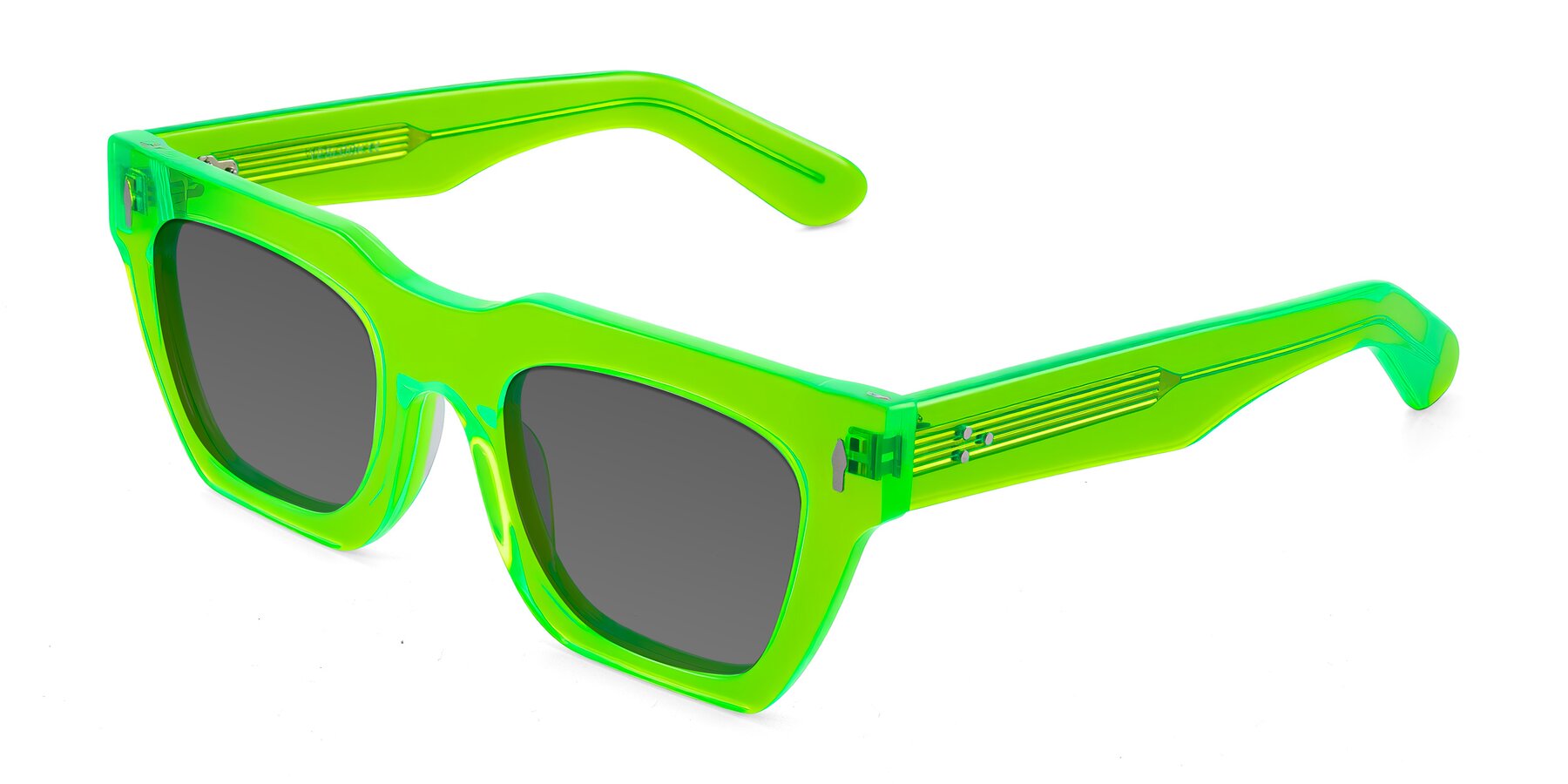 Angle of Padulla in Neon Green with Medium Gray Tinted Lenses