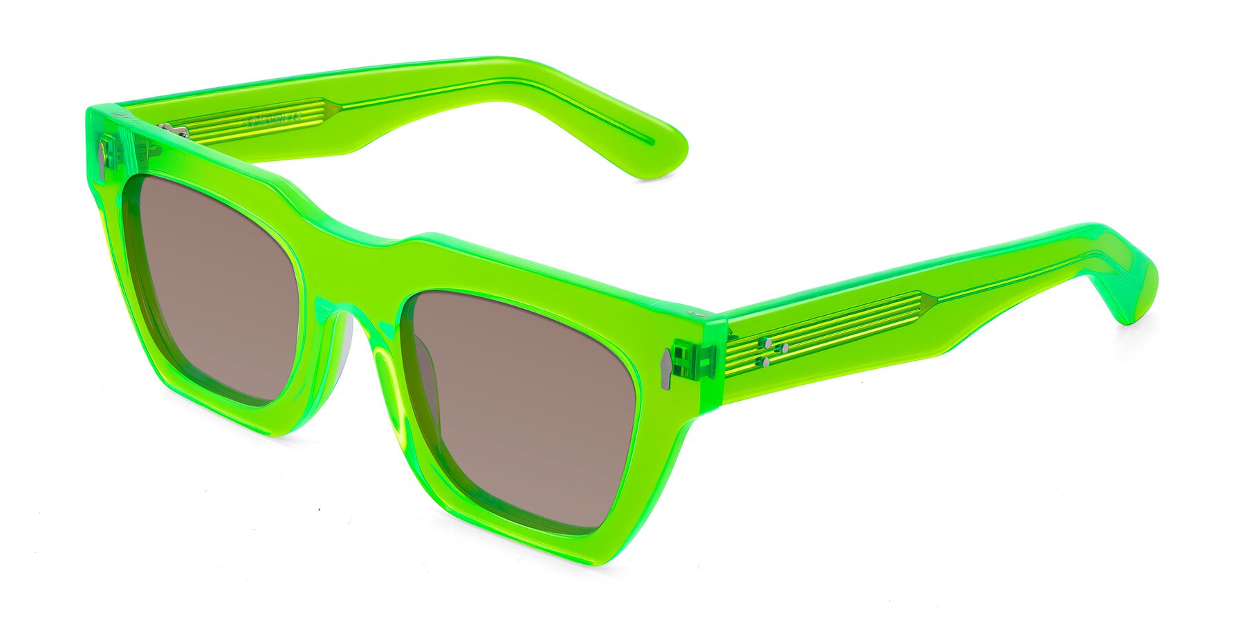 Angle of Padulla in Neon Green with Medium Brown Tinted Lenses