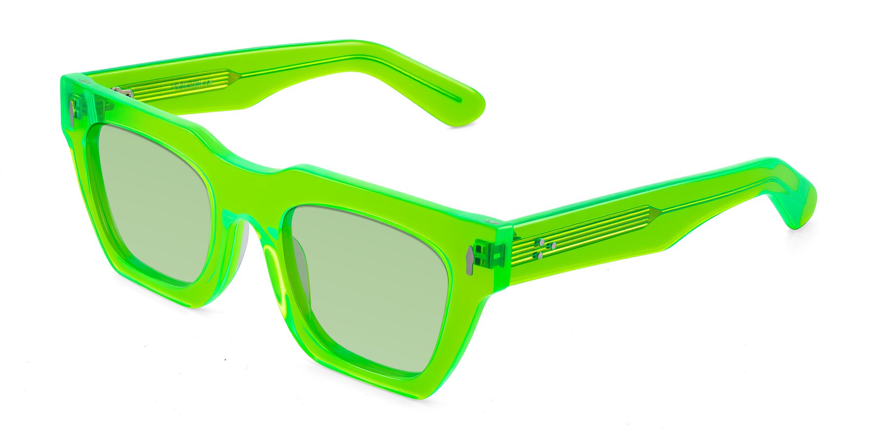 Angle of Padulla in Neon Green with Medium Green Tinted Lenses