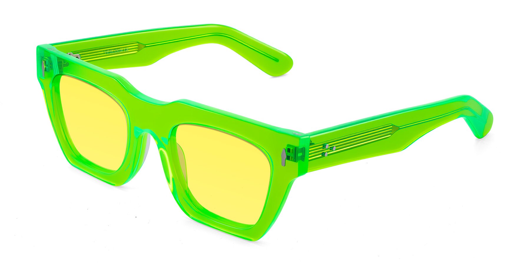 Angle of Padulla in Neon Green with Medium Yellow Tinted Lenses
