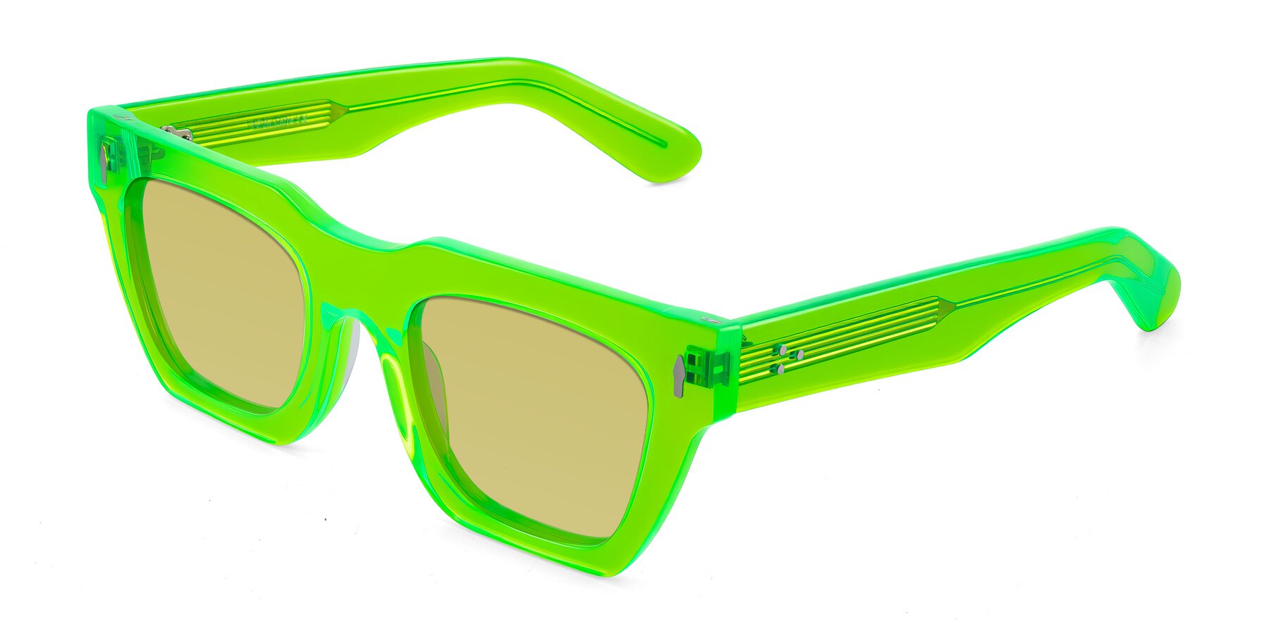 Angle of Padulla in Neon Green with Medium Champagne Tinted Lenses