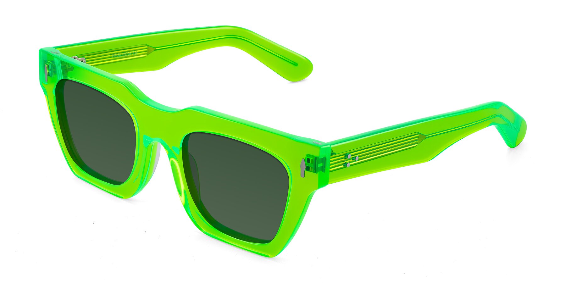 Angle of Padulla in Neon Green with Green Tinted Lenses