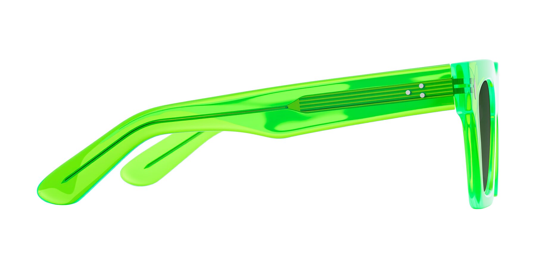 Side of Padulla in Neon Green with Green Tinted Lenses