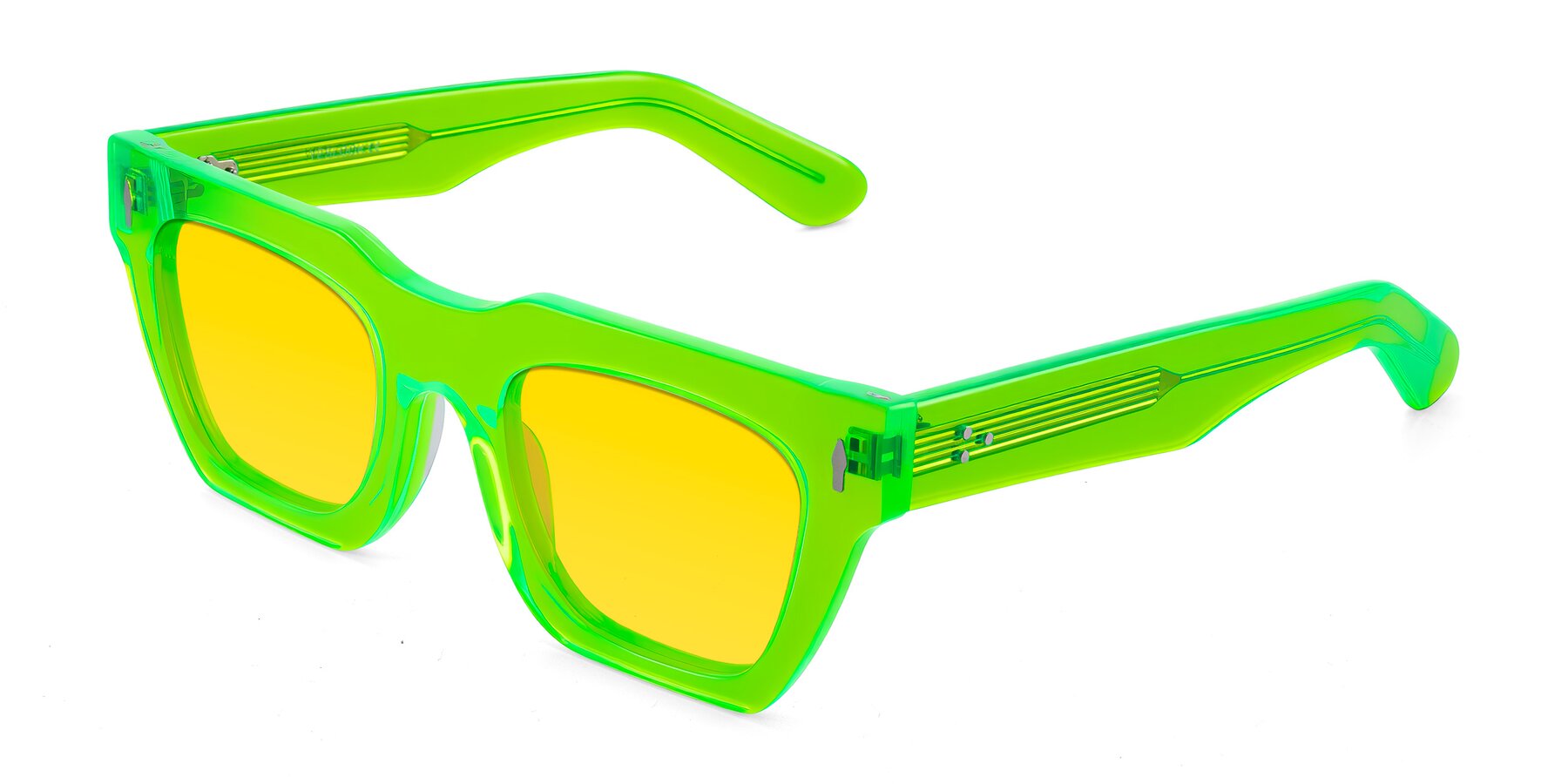 Angle of Padulla in Neon Green with Yellow Tinted Lenses