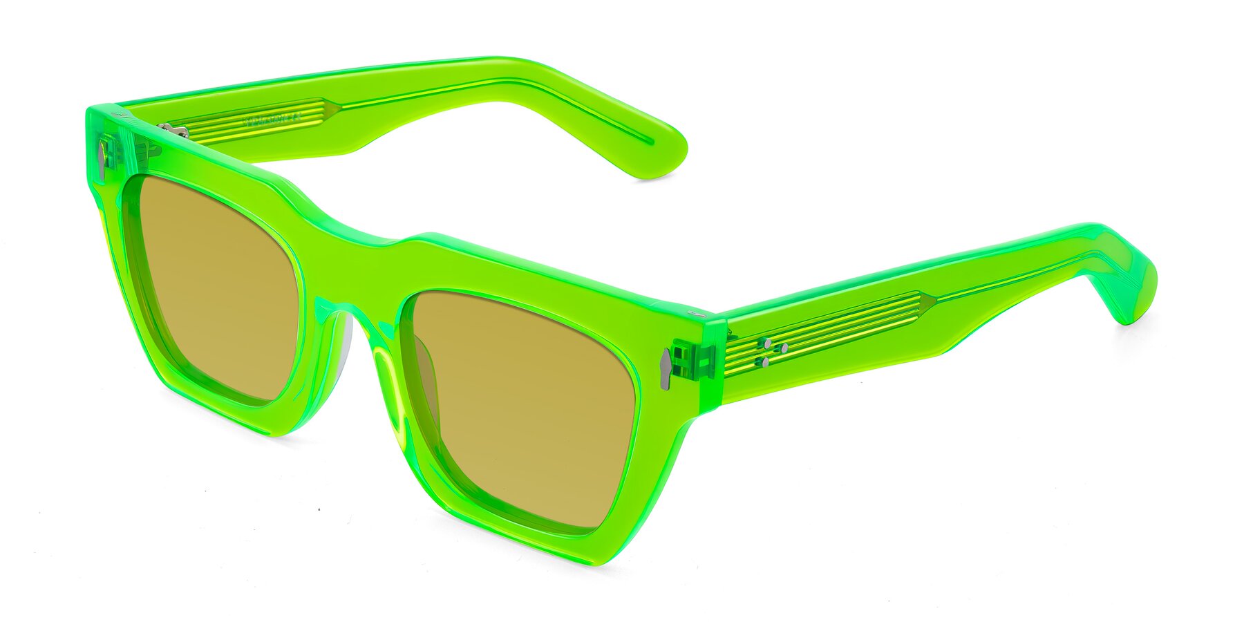 Angle of Padulla in Neon Green with Champagne Tinted Lenses