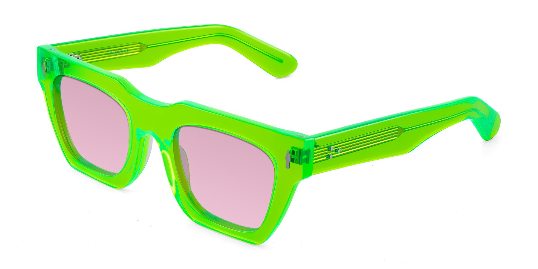Angle of Padulla in Neon Green with Light Wine Tinted Lenses
