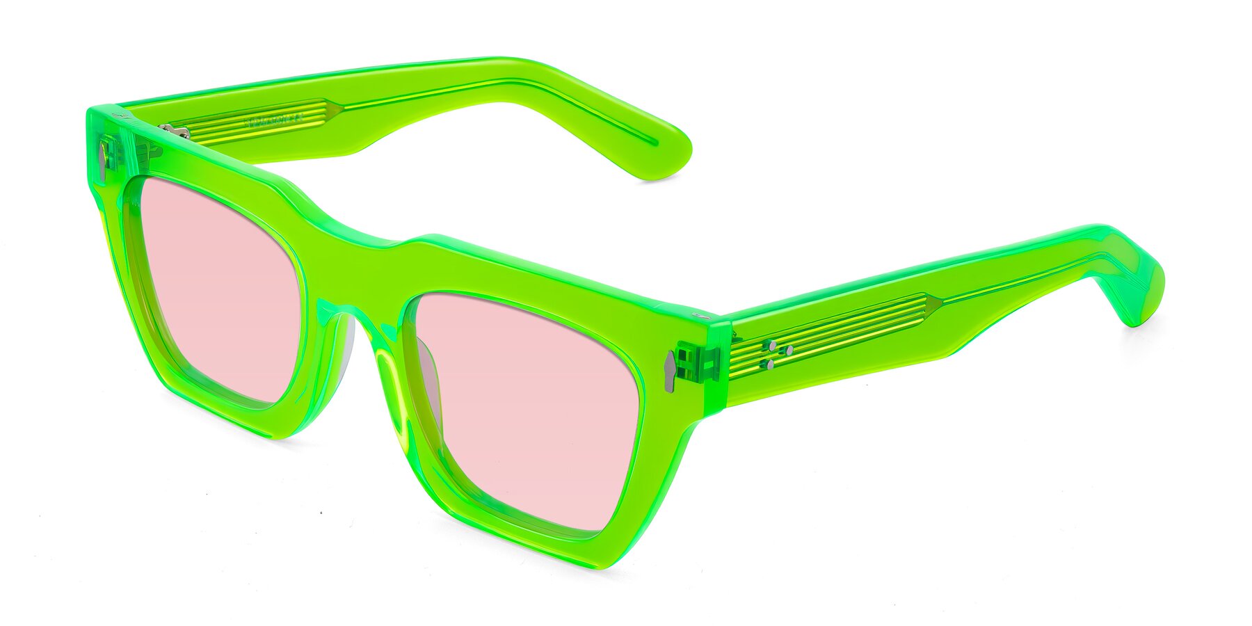 Angle of Padulla in Neon Green with Light Garnet Tinted Lenses