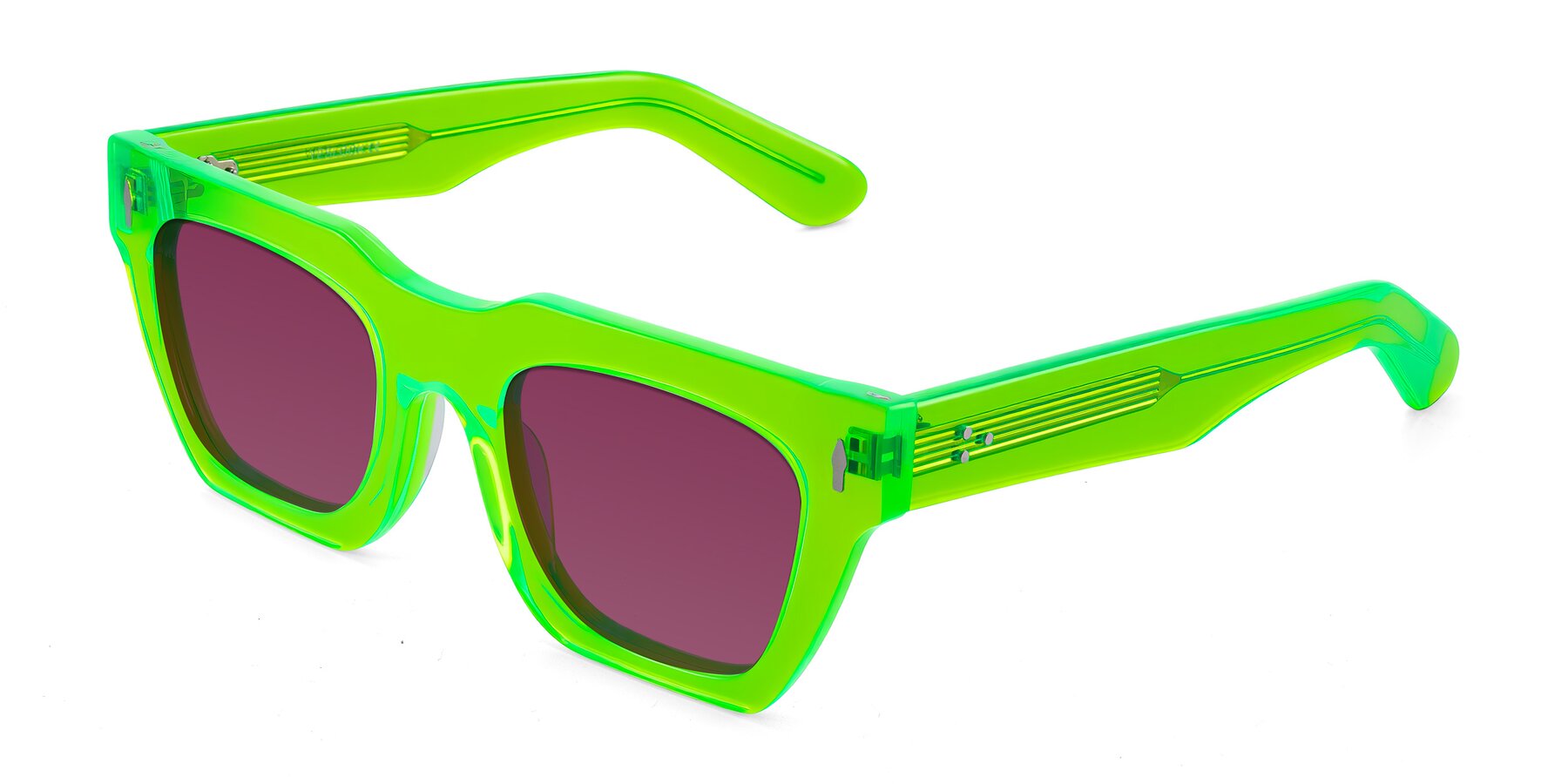 Angle of Padulla in Neon Green with Wine Tinted Lenses