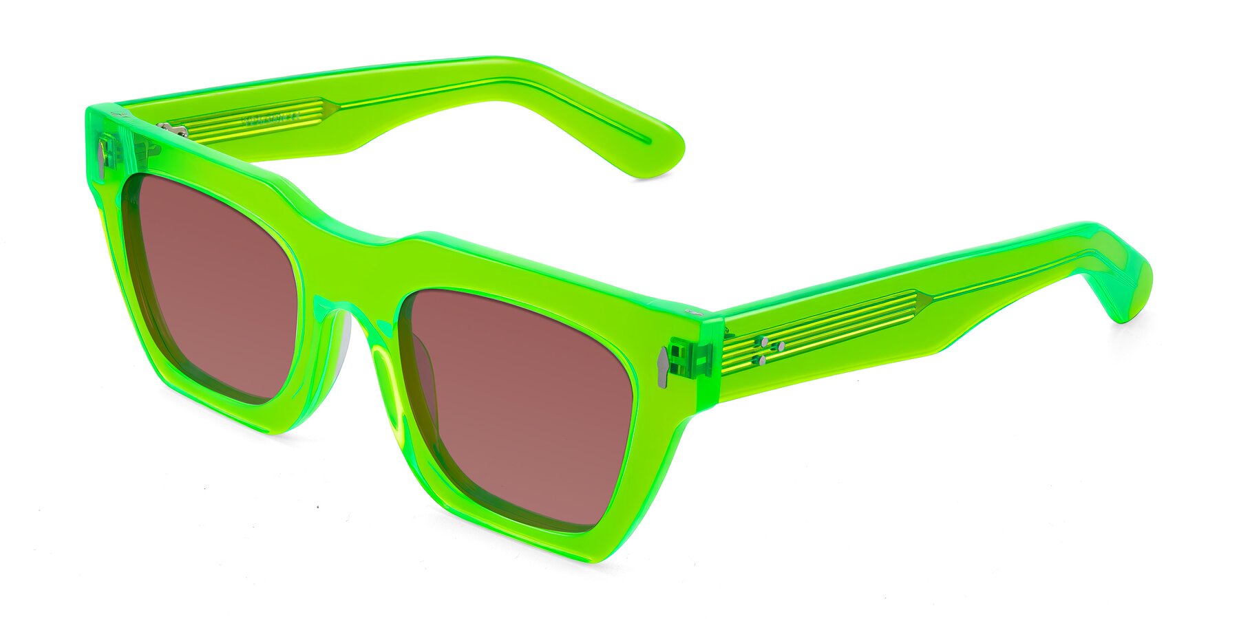 Angle of Padulla in Neon Green with Garnet Tinted Lenses