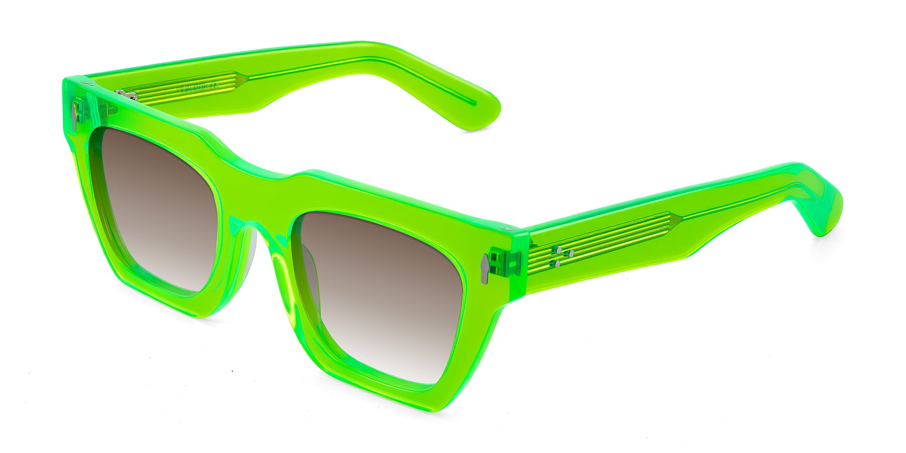 Angle of Padulla in Neon Green with Brown Gradient Lenses