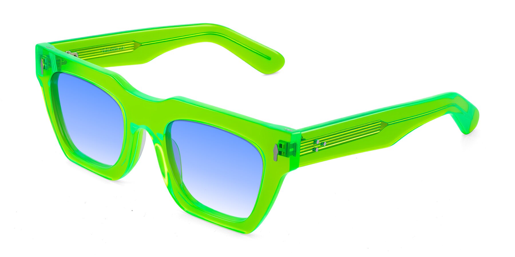 Angle of Padulla in Neon Green with Blue Gradient Lenses