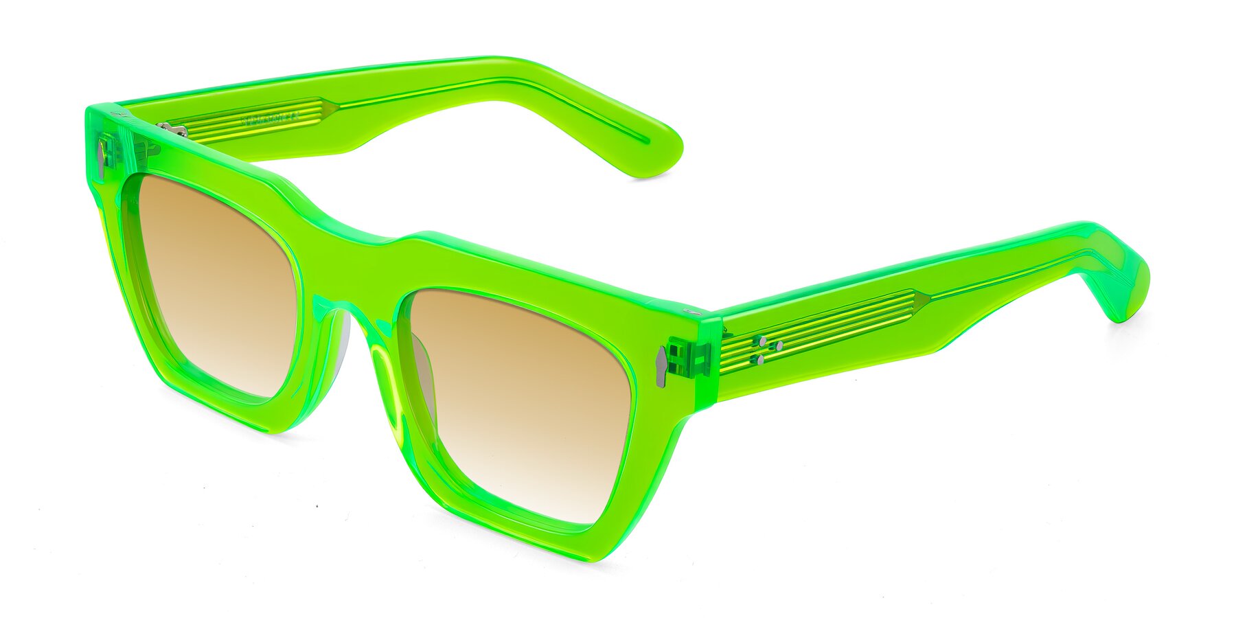 Angle of Padulla in Neon Green with Champagne Gradient Lenses