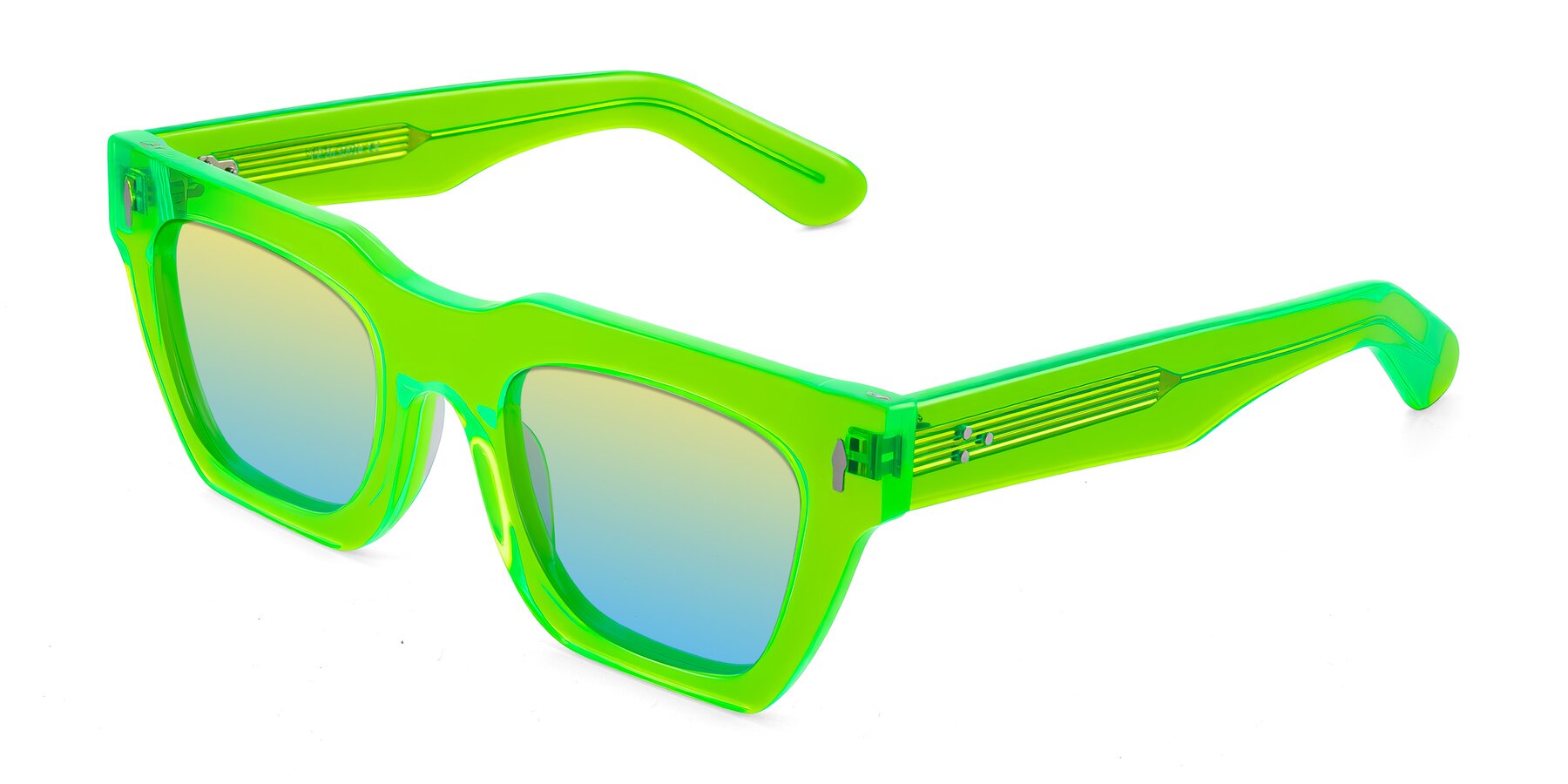 Angle of Padulla in Neon Green with Yellow / Blue Gradient Lenses