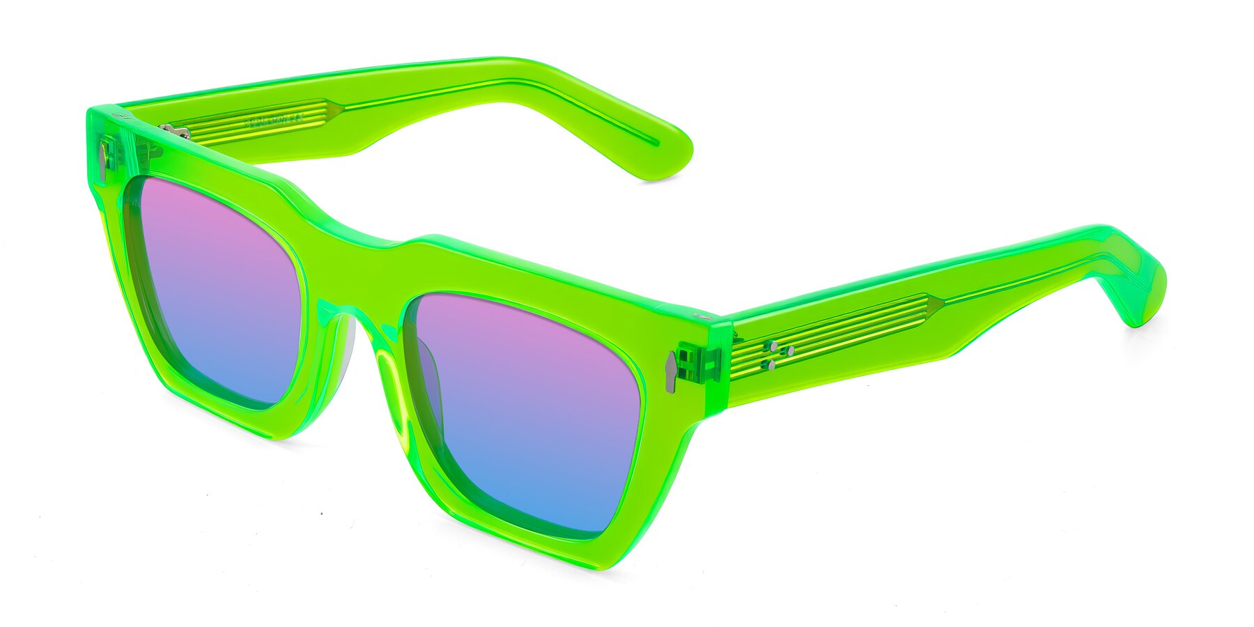 Angle of Padulla in Neon Green with Pink / Blue Gradient Lenses