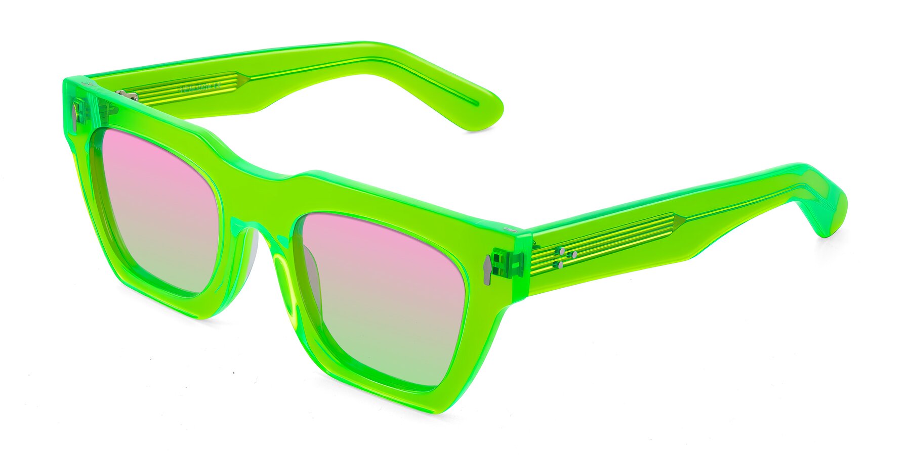 Angle of Padulla in Neon Green with Pink / Green Gradient Lenses